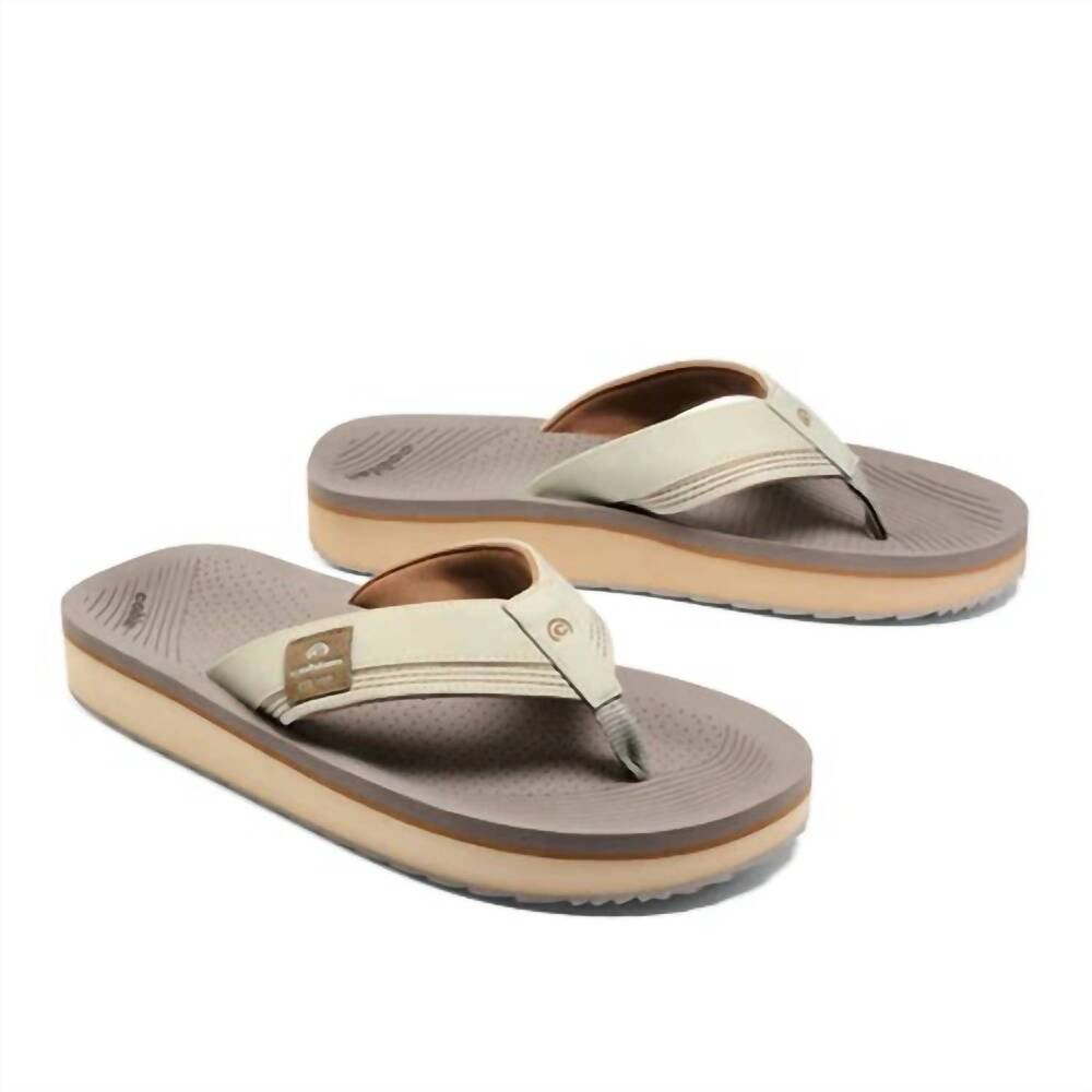 NEW COBIAN men's roca rise leather strap flip-flop sandals in cream